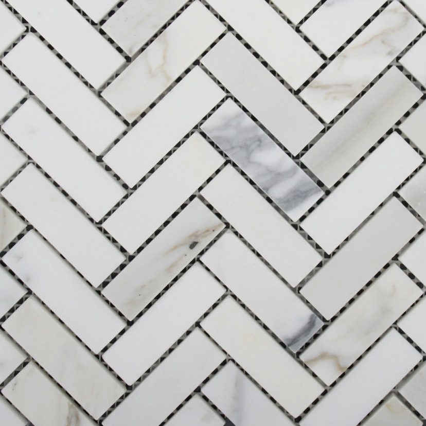 Calacatta Gold Honed Herringbone Mosaics