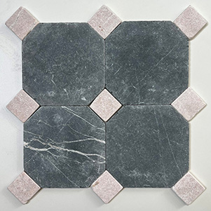 Nero Marquina Octagon & Ice Pink Square
