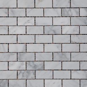 Carrara Honed Brick Mosaic 23x48mm